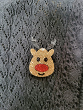 Charger l'image dans la galerie, Broche renne de Noël à paillettes girly pour femme ou fille