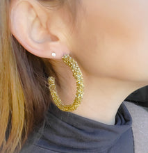 Charger l'image dans la galerie, Boucles d'oreille créoles corde de coton fantaisie cadeau tendance fait main