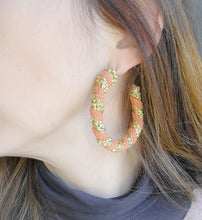 Charger l'image dans la galerie, Boucles d'oreille créoles corde de coton bicolore bijou fantaisie cadeau tendance macramé fait main noeud marin choix 21 couleurs