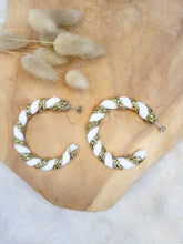 Charger l'image dans la galerie, Boucles d'oreille créoles corde de coton bicolore bijou fantaisie cadeau tendance macramé fait main noeud marin choix 21 couleurs