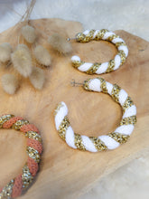 Charger l'image dans la galerie, Boucles d'oreille créoles corde de coton bicolore bijou fantaisie cadeau tendance macramé fait main noeud marin choix 21 couleurs