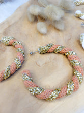 Charger l'image dans la galerie, Boucles d'oreille créoles corde de coton bicolore bijou fantaisie cadeau tendance macramé fait main noeud marin choix 21 couleurs