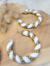 Charger l'image dans la galerie, Boucles d'oreille créoles corde de coton bicolore bijou fantaisie cadeau tendance macramé fait main noeud marin choix 21 couleurs