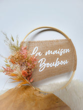 Charger l'image dans la galerie, Couronne naturelle toile de jute fleurs séchées personnalisable