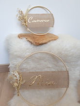 Charger l'image dans la galerie, Couronne naturelle toile de jute fleurs séchées personnalisable