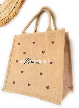 Charger l'image dans la galerie, Sac toile de jute personnalisé cadeau fête des mères coeur