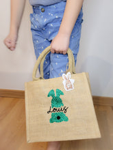 Charger l'image dans la galerie, Sac de Pâques personnalisé en jute Lapin de Pâques avec prénom, Panier chasse aux oeufs enfants, cadeau pour nid de Pâques personnalisable