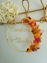 Charger l'image dans la galerie, Couronne fleurs séchées personnalisée mariage – Prénoms mariés – Déco bohème romantique – Cadeau unique cérémonie