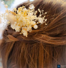 Charger l'image dans la galerie, Cadeau personnalisé témoin mariage femme marraine maman anniversaire EVJF épingle cheveux fleurs séchées barrette peigne carte personnalisée