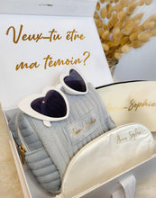 Charger l'image dans la galerie, Boîte cadeau veux-tu être ma témoin marraine fleurs séchées lunettes coeur trousse velours personnalisée maman anniversaire mariage EVJF