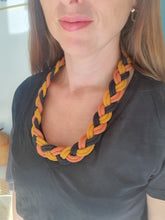 Charger l'image dans la galerie, Collier personnalisable corde coton tressé bijou fantaisie cadeau tendance macramé fait main noeud marin terracotta jaune moutarde noir