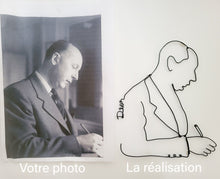 Charger l'image dans la galerie, Portrait profil en fil de fer personnalisé, Sculpture sur mesure, Décoration murale