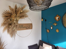 Charger l'image dans la galerie, Enseigne couronne XXL avec décoration en fleurs séchées et herbes de pampa