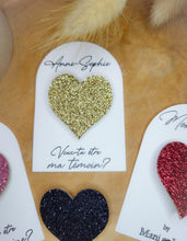 Charger l'image dans la galerie, Broche coeur paillette fait main cadeau témoin marraine femme maman mamie saint valentin anniversaire amoureuse EVJF baby shower naissance