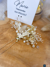 Charger l'image dans la galerie, Cadeau personnalisé témoin mariage femme marraine maman anniversaire EVJF épingle cheveux fleurs séchées barrette peigne carte personnalisée