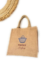 Charger l'image dans la galerie, Panier de plage toile de jute personnalisé Cabas prénom Maman à la plage Cadeau fête des mères sac totebag amour EVJF Témoin mariage mariée