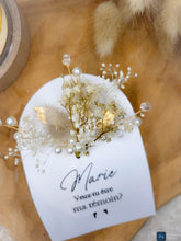 Charger l'image dans la galerie, Cadeau personnalisé témoin mariage femme marraine maman anniversaire EVJF épingle cheveux fleurs séchées barrette peigne carte personnalisée