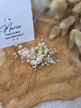 Charger l'image dans la galerie, Cadeau personnalisé témoin mariage femme marraine maman anniversaire EVJF épingle cheveux fleurs séchées barrette peigne carte personnalisée