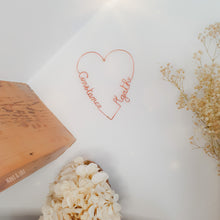 Charger l'image dans la galerie, Cœur personnalisé filaire en fil doré, cuivré, argenté ou noir différentes tailles fête des mères