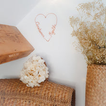 Charger l'image dans la galerie, Cœur personnalisé filaire en fil doré, cuivré, argenté ou noir différentes tailles fête des mères