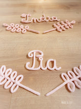 Load image into Gallery viewer, First name or word and knitted leaves