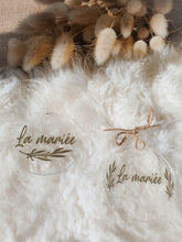 Charger l'image dans la galerie, Marque place plexiglas rond mariage bohème personnalisé prénom rond en acrylique calligraphie nom d'invités pour décoration de mariage, baptême