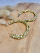 Charger l&#39;image dans la galerie, Boucles d&#39;oreille créoles corde de coton fantaisie cadeau tendance fait main
