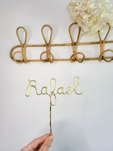 Load image into Gallery viewer, Personalized cake topper first name in gold, silver, copper or black wire - Unique, elegant and original customizable cake decoration
