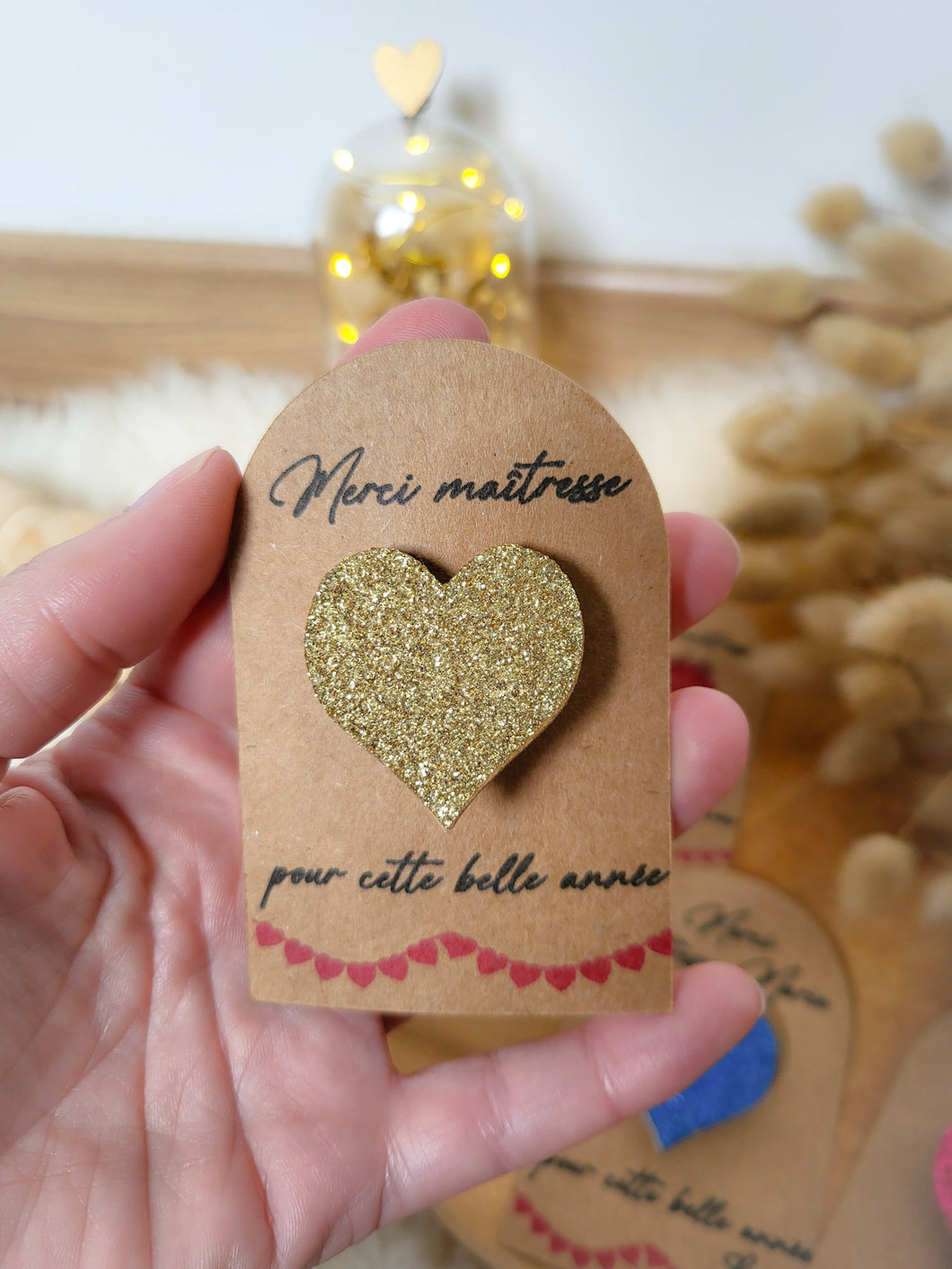 Handmade sequin heart brooch gift witness godmother woman mom grandma Valentine's Day lover's birthday EVJF baby shower birth