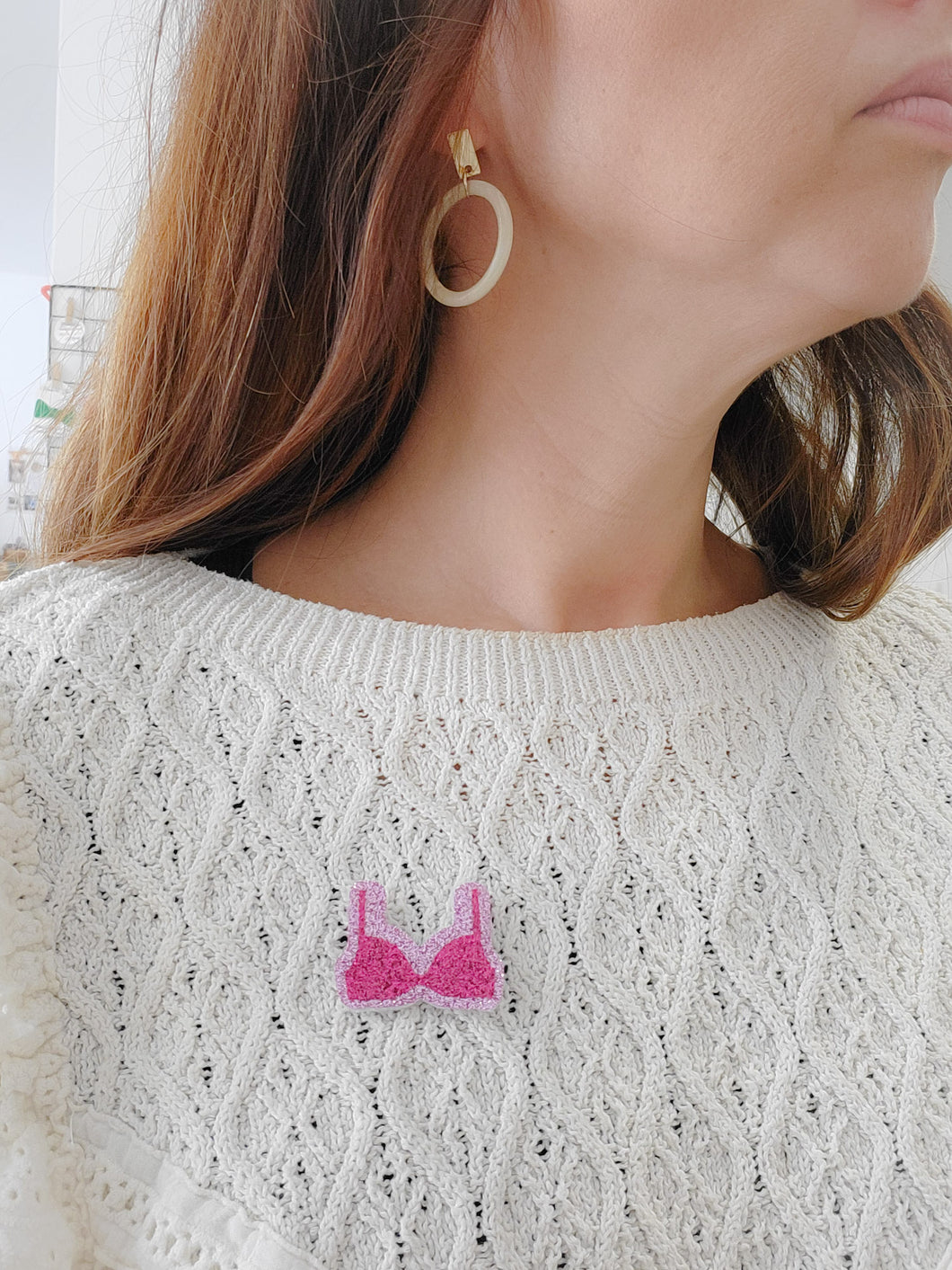 Broche soutien gorge d'Octobre rose