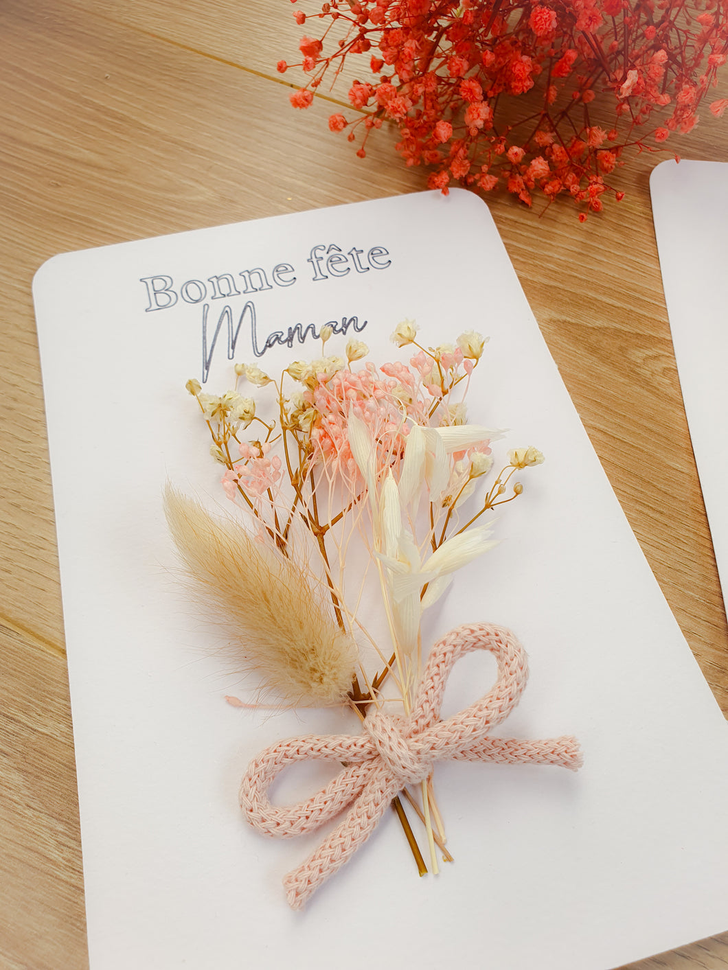 Tarjeta de flores secas naturales hechas a mano Día de la Madre, Ramo de flores para ofrecer, tarjeta, regalo personalizado de mamá para ofrecer