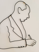 Cargar imagen en el visor de la galería, Portrait profil en fil de fer personnalisé, Sculpture sur mesure, Décoration murale
