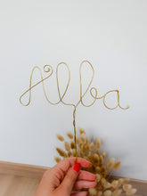 Load image into Gallery viewer, Personalized cake topper first name in gold, silver, copper or black wire - Unique, elegant and original customizable cake decoration
