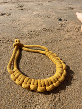 Load image into Gallery viewer, Cotton rope necklace knotted thick chunky bib costume jewelry trendy gift fall 2023 macramé handmade mustard yellow sailor knot

