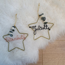 Load image into Gallery viewer, Personalized golden Christmas star with dried flowers
