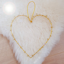 Load image into Gallery viewer, Heart made of golden wire and dried gypsophila
